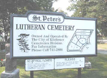 Entrance sign - St. Peter's Lutheran Cemetery, Kitchener