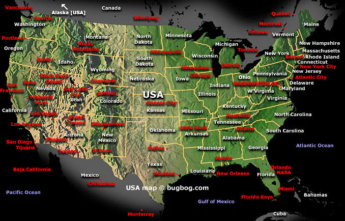 USA Map Courtesy of bugbog.com